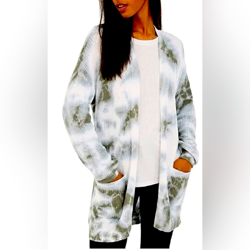 Hooked up Hooked Up Junior's Tie Dyed Cardigan Green Size XL *Fits Womens XL